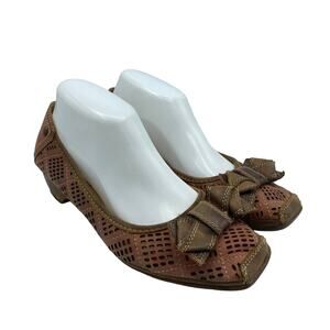 Pikolinos Gina Bow Trim Punched Court Shoes Brown Size 40 9.5-10